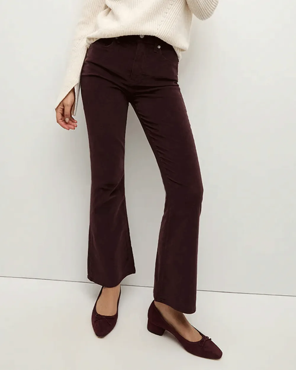 Carson Ankle Flare Corduroy Pant in Plum