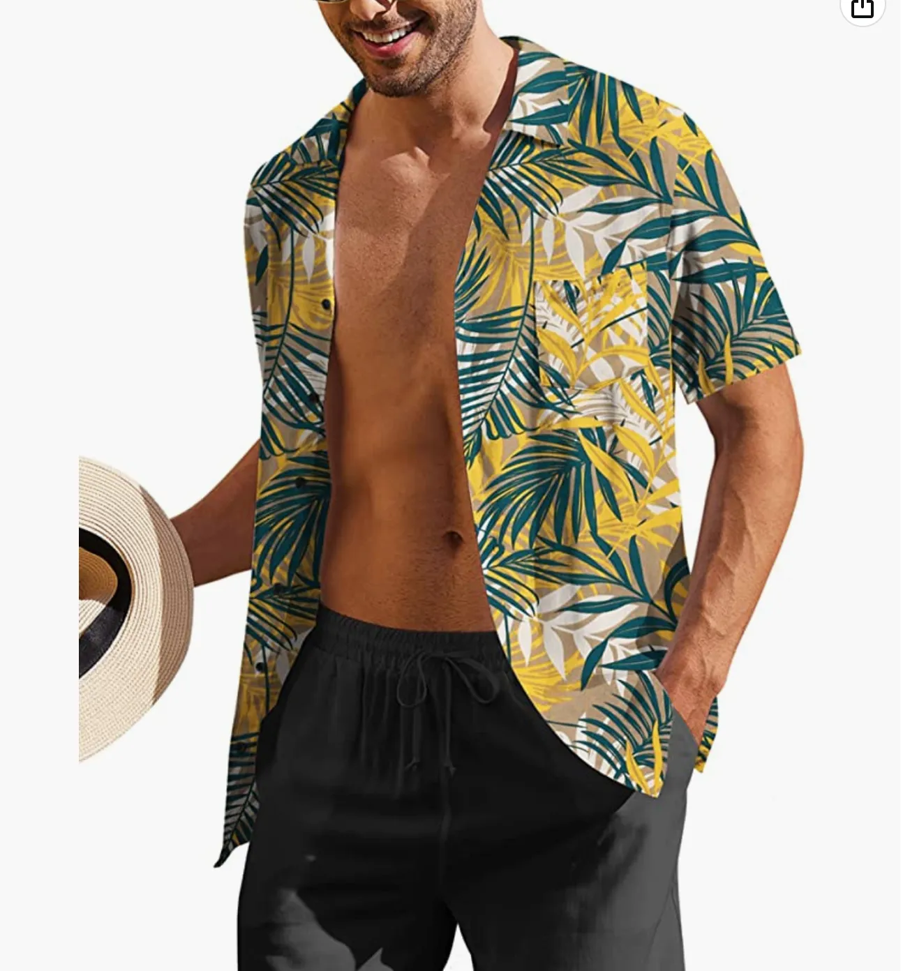 Casual Button Down Floral Printed Beach Shirt with Pocket