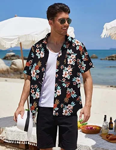 Casual Button Down Floral Printed Beach Shirt with Pocket