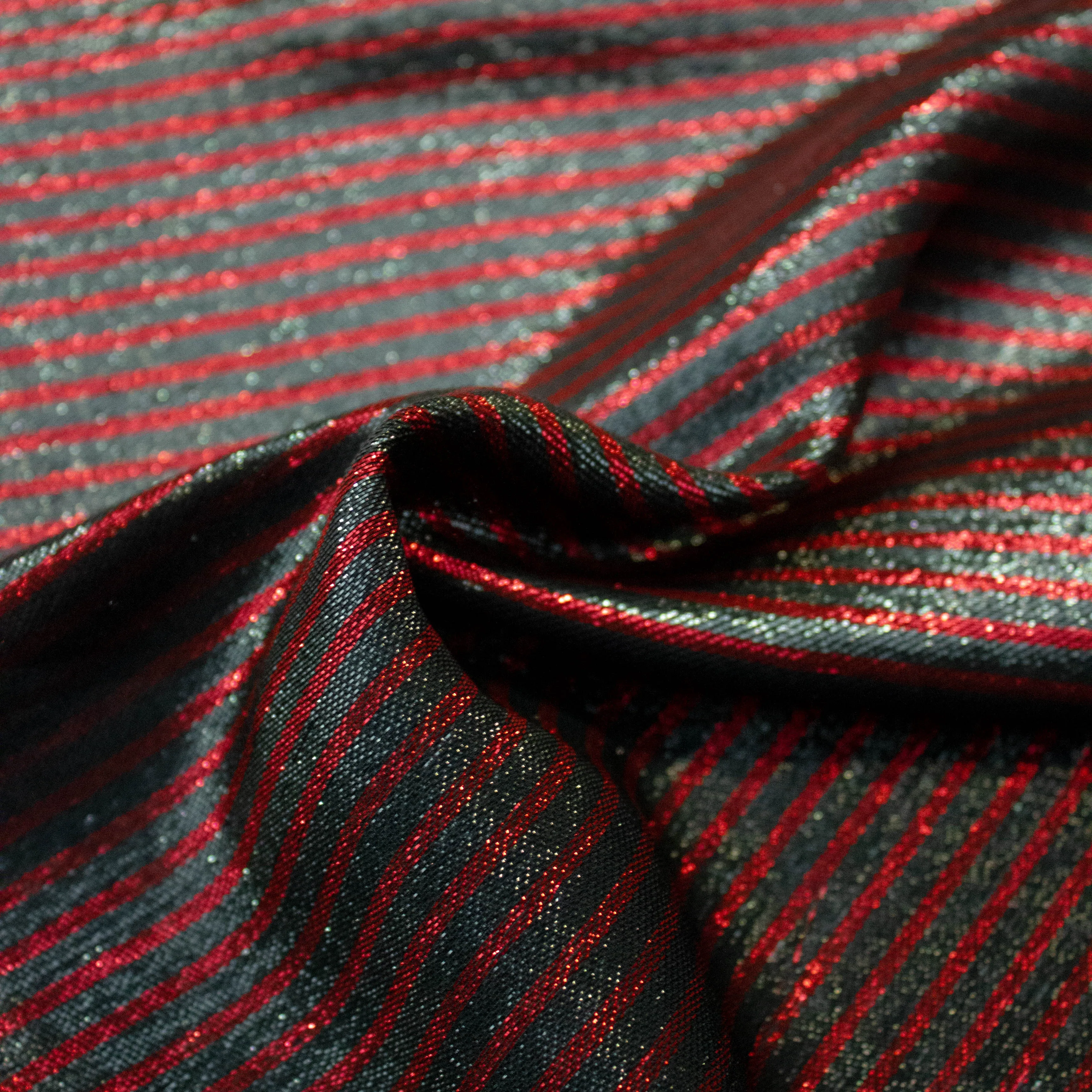 Cecil Black/Red Striped Lurex Blend
