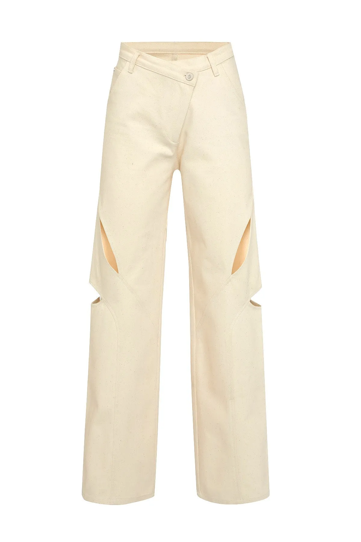 Chaby Cut Out Straight Leg Ivory  Pants