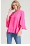 Chiffon Top w/ V-neckline & Three Quarter Open Sleeves by Jodifl