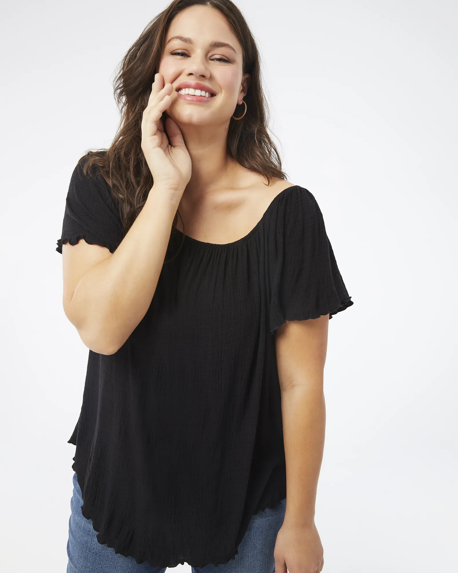 Chrissy Peasant Top | Black