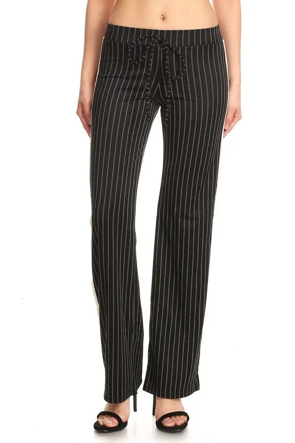 Contemporary Striped Ponte Palazzo Pants