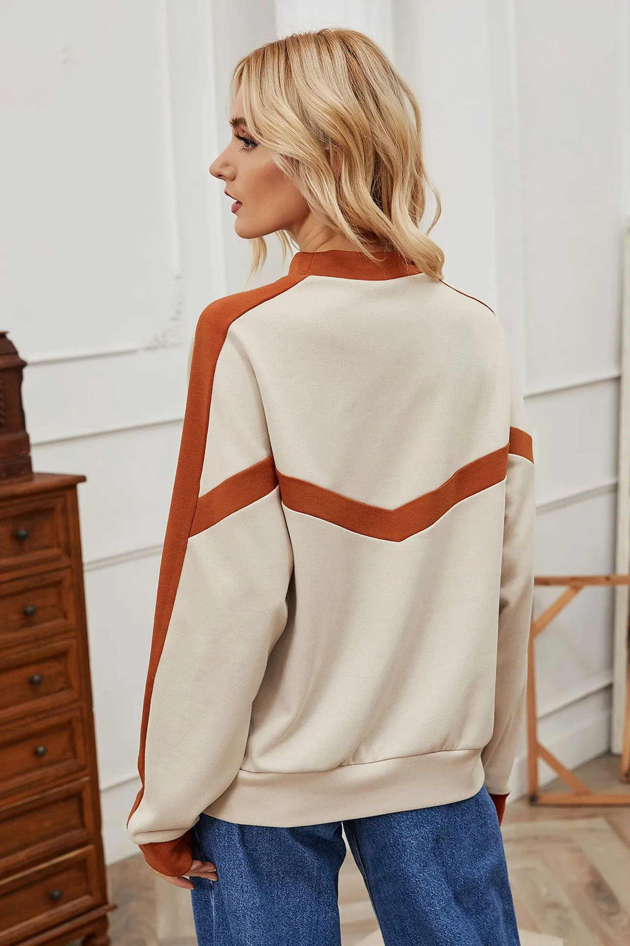 Contrast Striped Drop Shoulder Tops