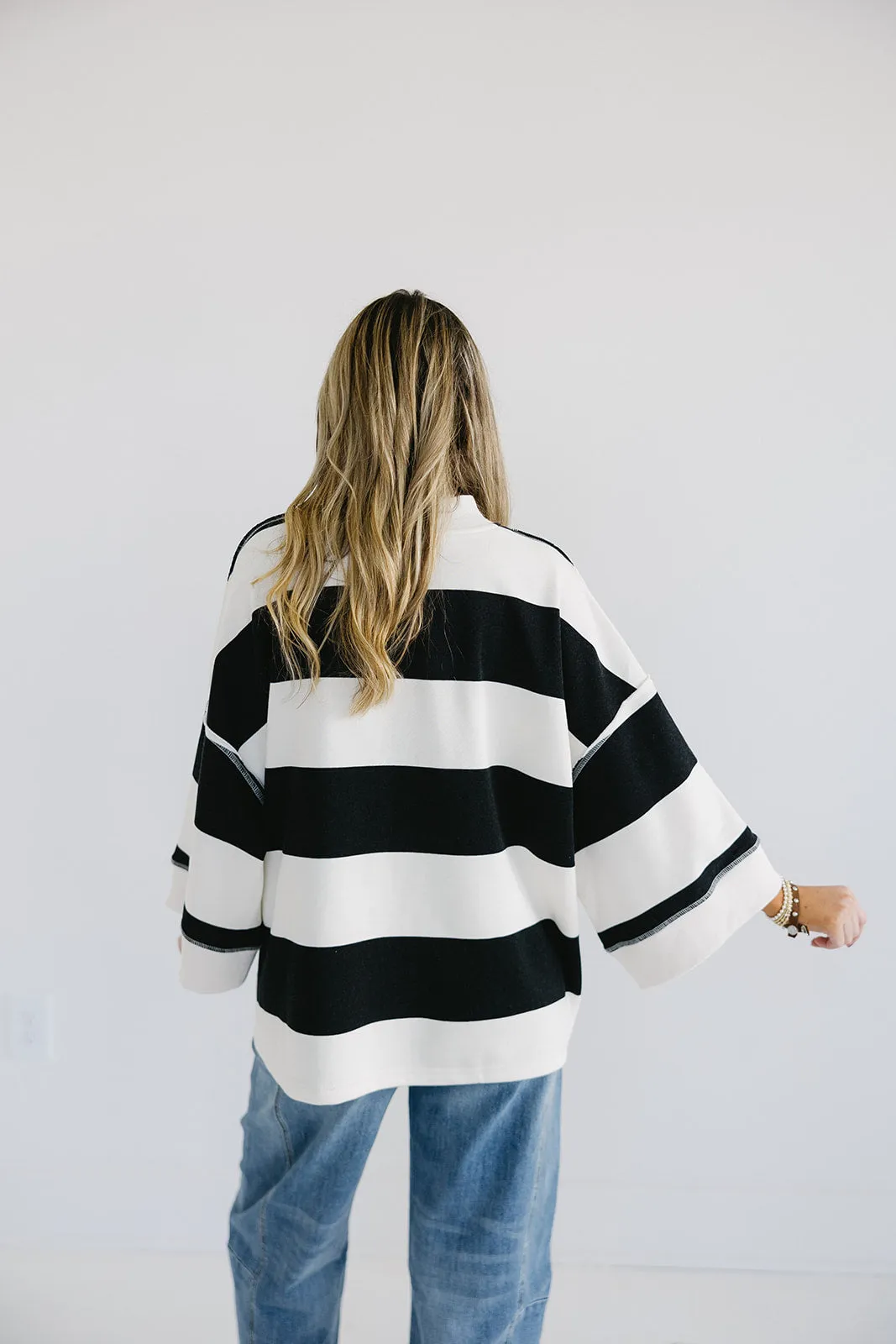 Cooler Weather Pullover Top - Cream/Black