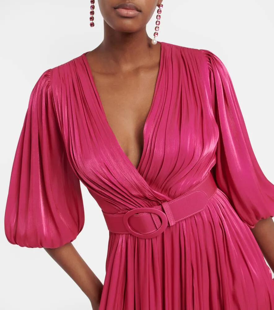 Costarellos Mira pleated georgette gown