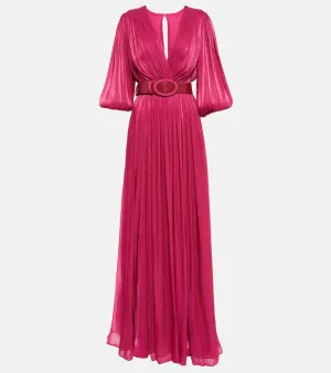 Costarellos Mira pleated georgette gown