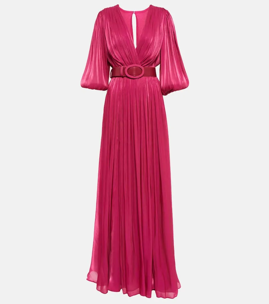 Costarellos Mira pleated georgette gown