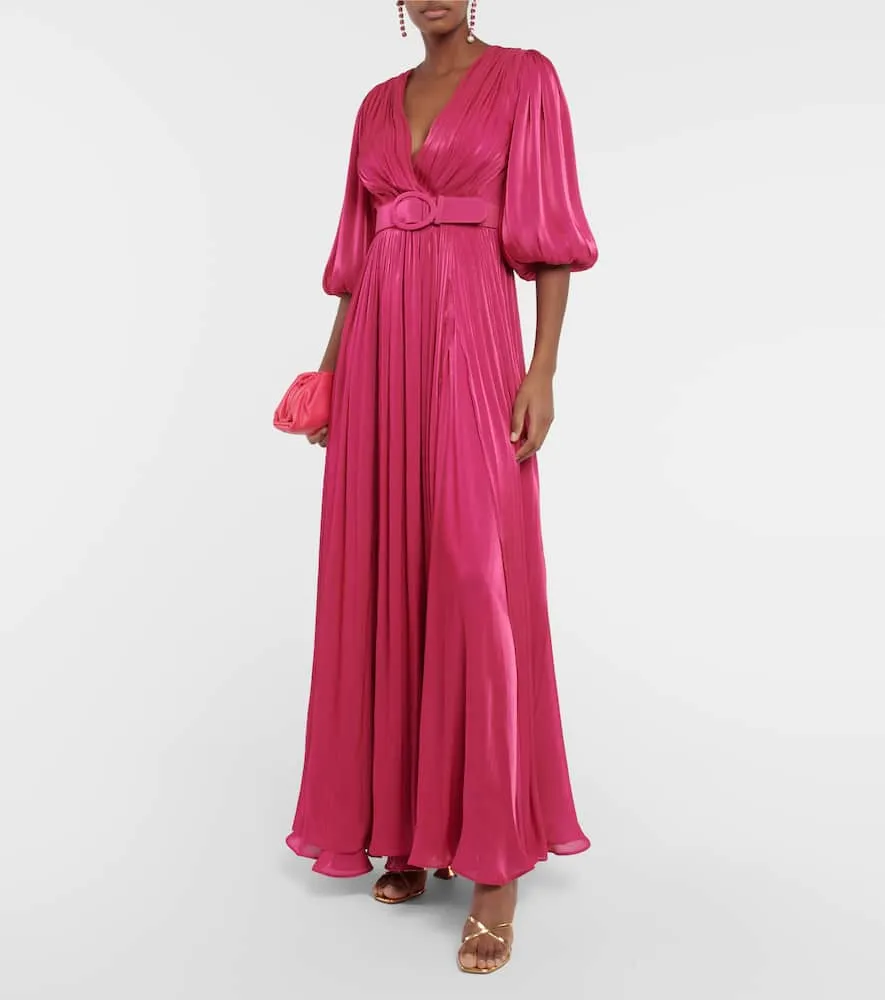 Costarellos Mira pleated georgette gown