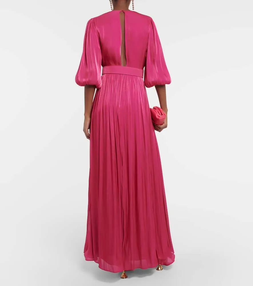 Costarellos Mira pleated georgette gown