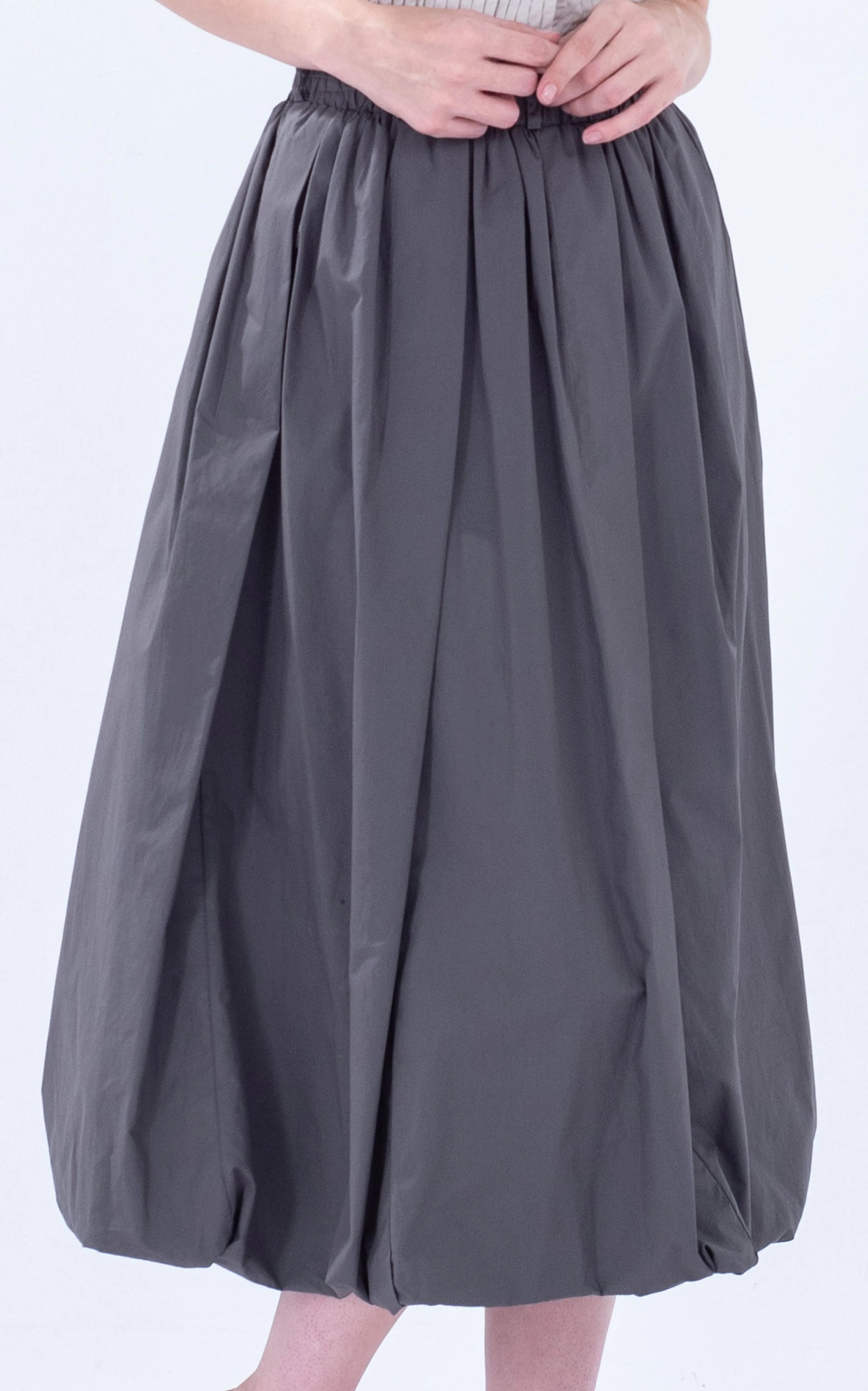 Cotton Balloon Midi Skirt