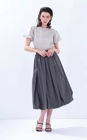 Cotton Balloon Midi Skirt