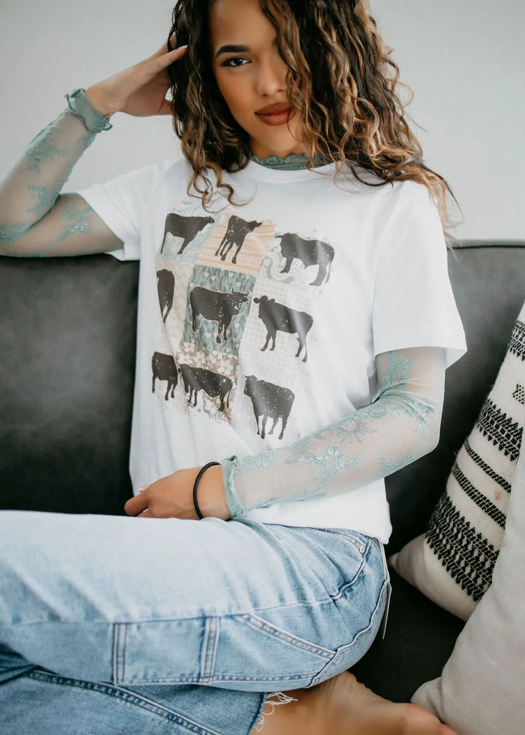 Cow Grid Graphic Tee