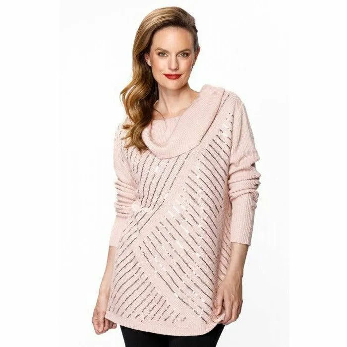 Cowl Neck Sequin Sweater