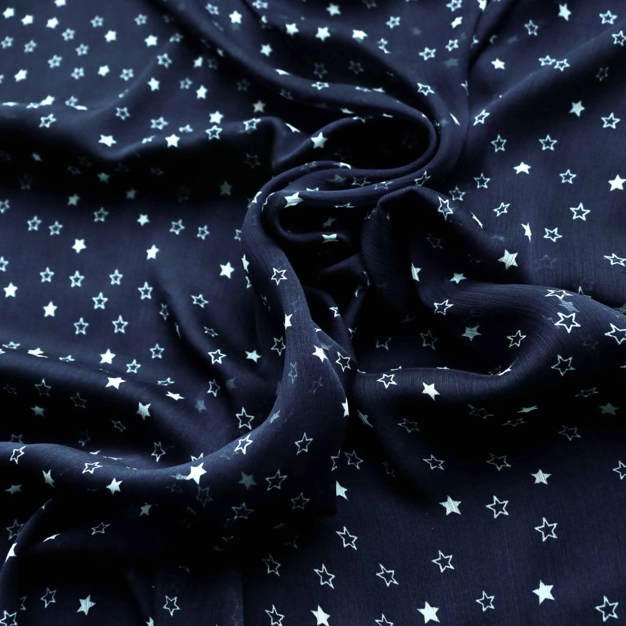 Crinkle Chiffon Fabric - Navy blue
