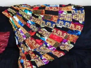 Crushed cotton patchwork skirt. Indian long skirt. Boho, Crinkled skirt. Ethnic, Indian skirt. From Artikrti.