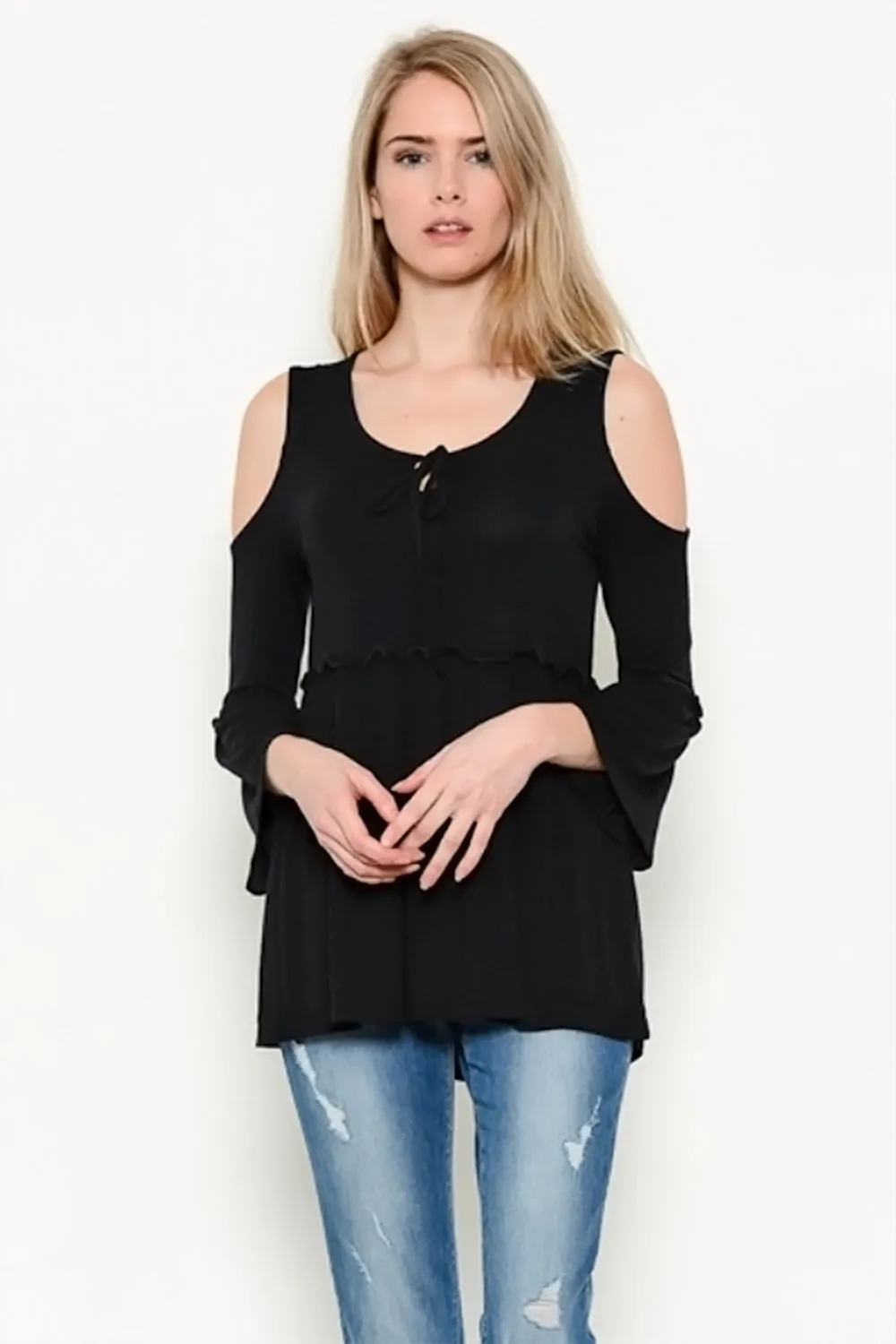 Daydreaming About You Cold Shoulder Peplum Top