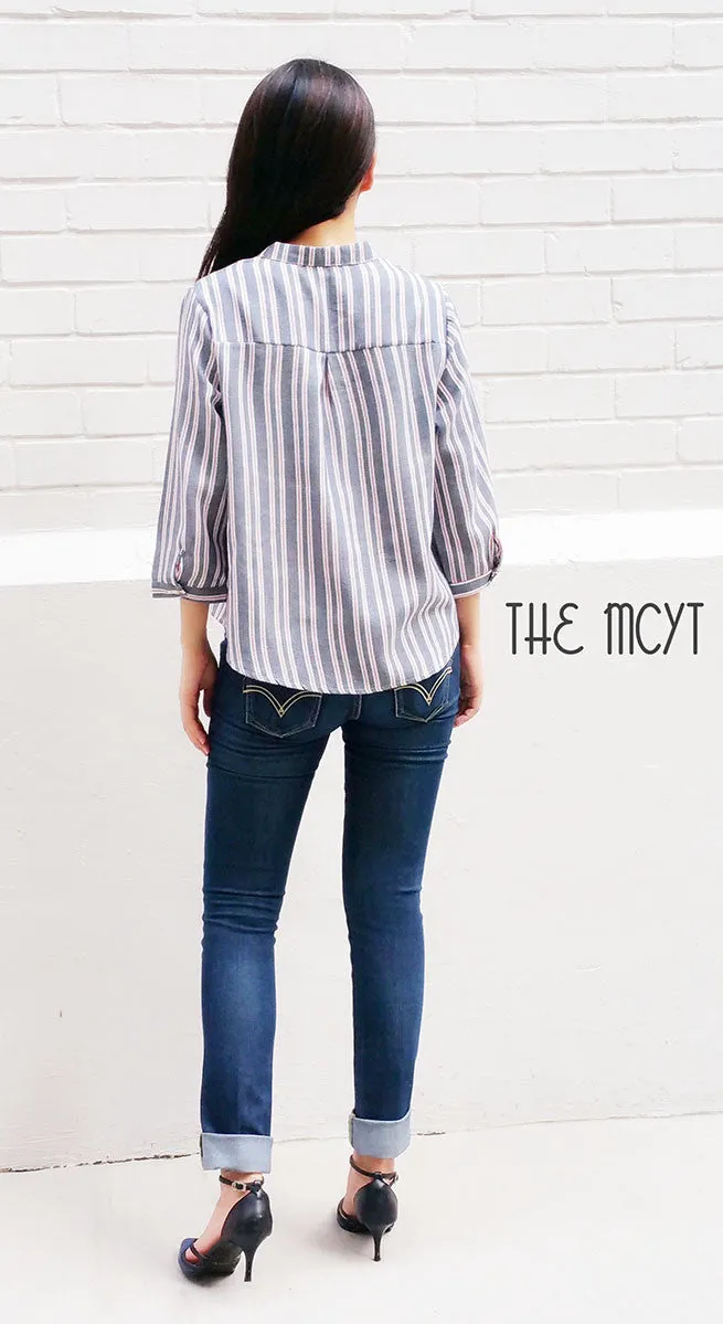 Delilah Three Quarter Flounce Sleeve Chiffon Top (Colours)