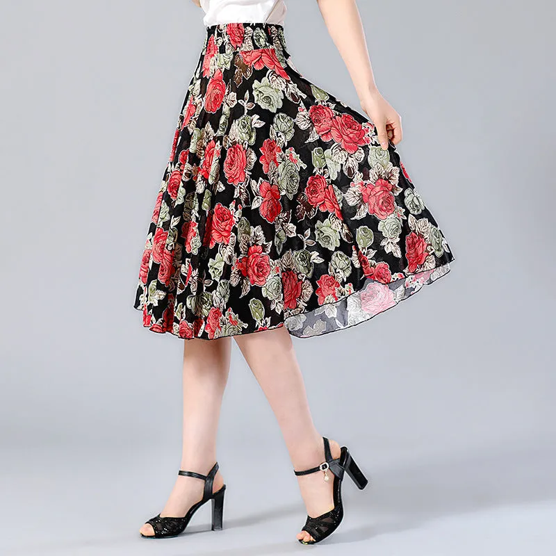 Elderly Women Skirt Summer Loose Plus Size Mom Skirt