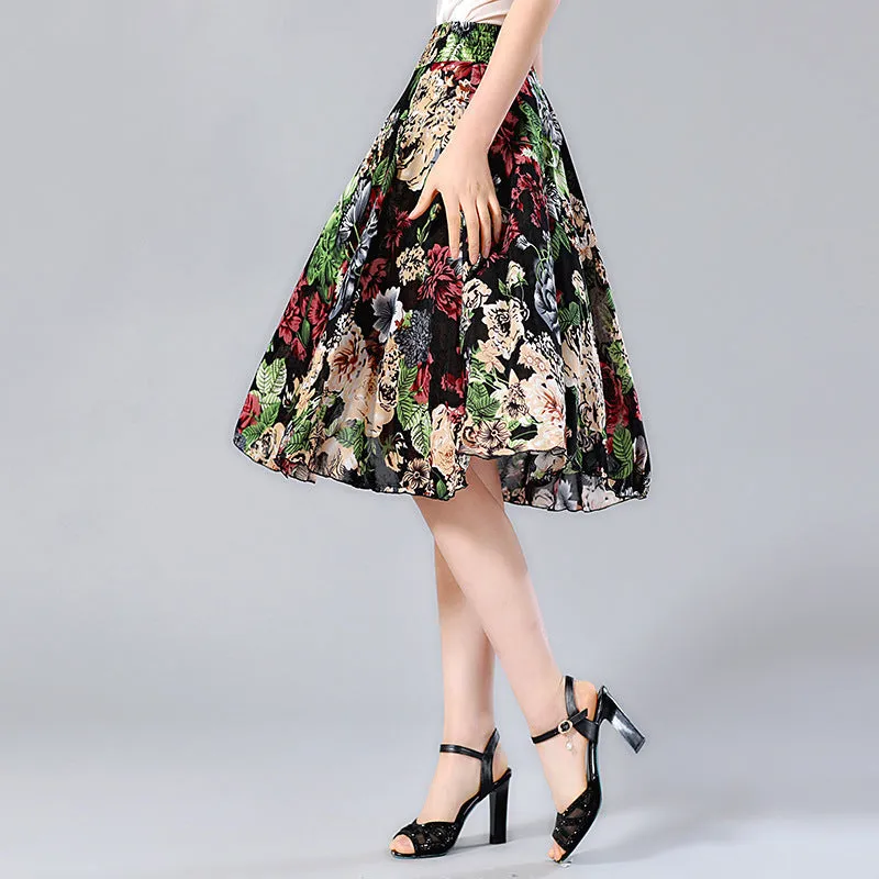 Elderly Women Skirt Summer Loose Plus Size Mom Skirt