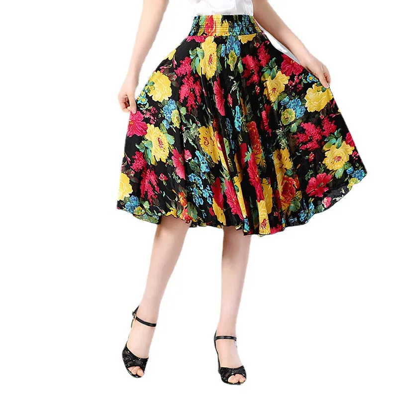 Elderly Women Skirt Summer Loose Plus Size Mom Skirt