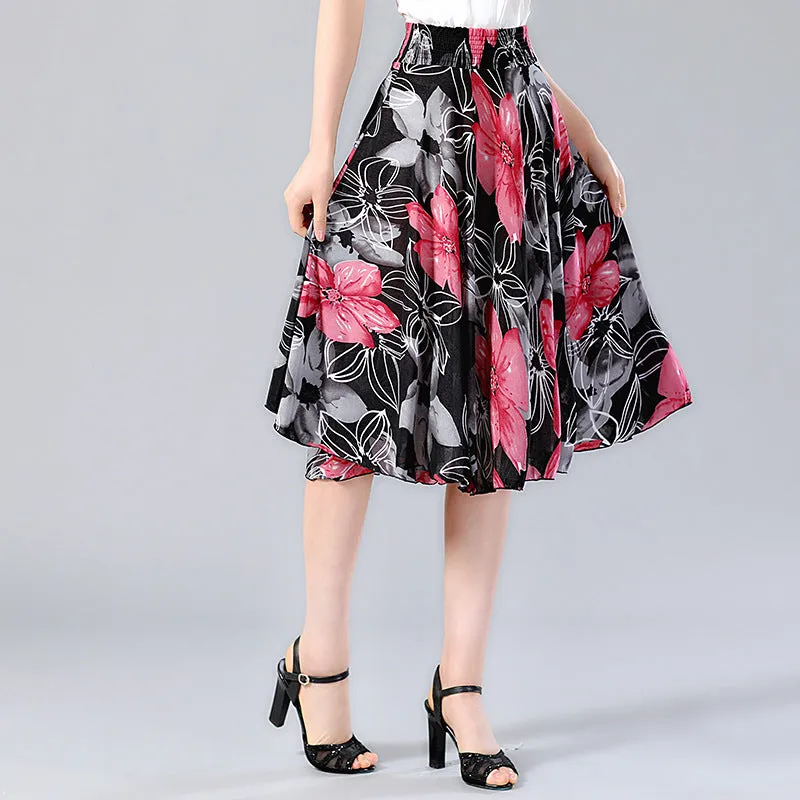 Elderly Women Skirt Summer Loose Plus Size Mom Skirt