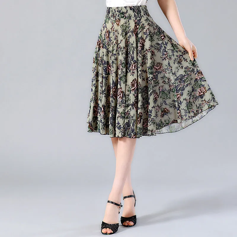 Elderly Women Skirt Summer Loose Plus Size Mom Skirt