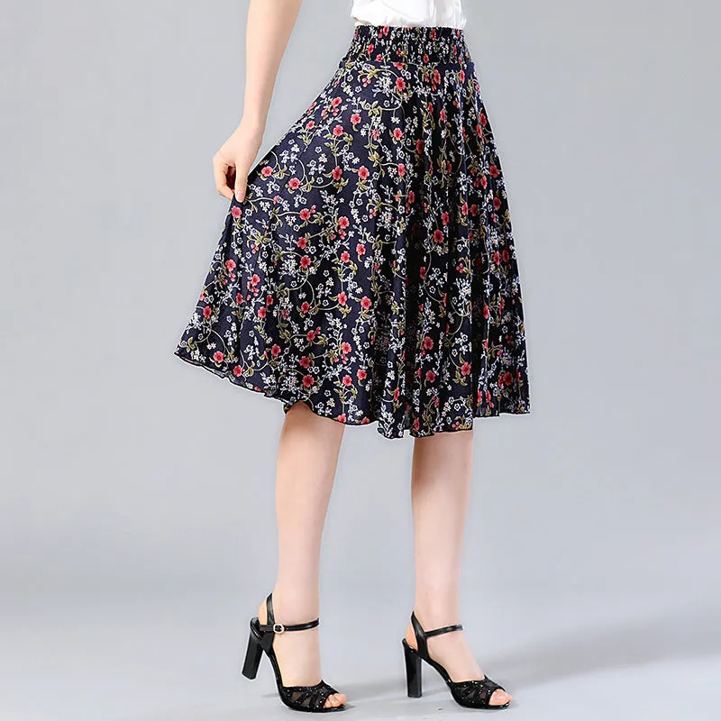 Elderly Women Skirt Summer Loose Plus Size Mom Skirt