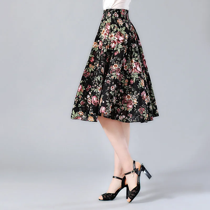 Elderly Women Skirt Summer Loose Plus Size Mom Skirt