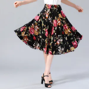 Elderly Women Skirt Summer Loose Plus Size Mom Skirt