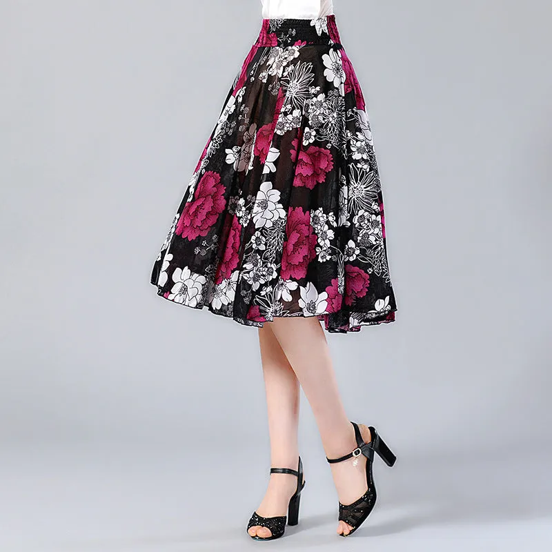 Elderly Women Skirt Summer Loose Plus Size Mom Skirt