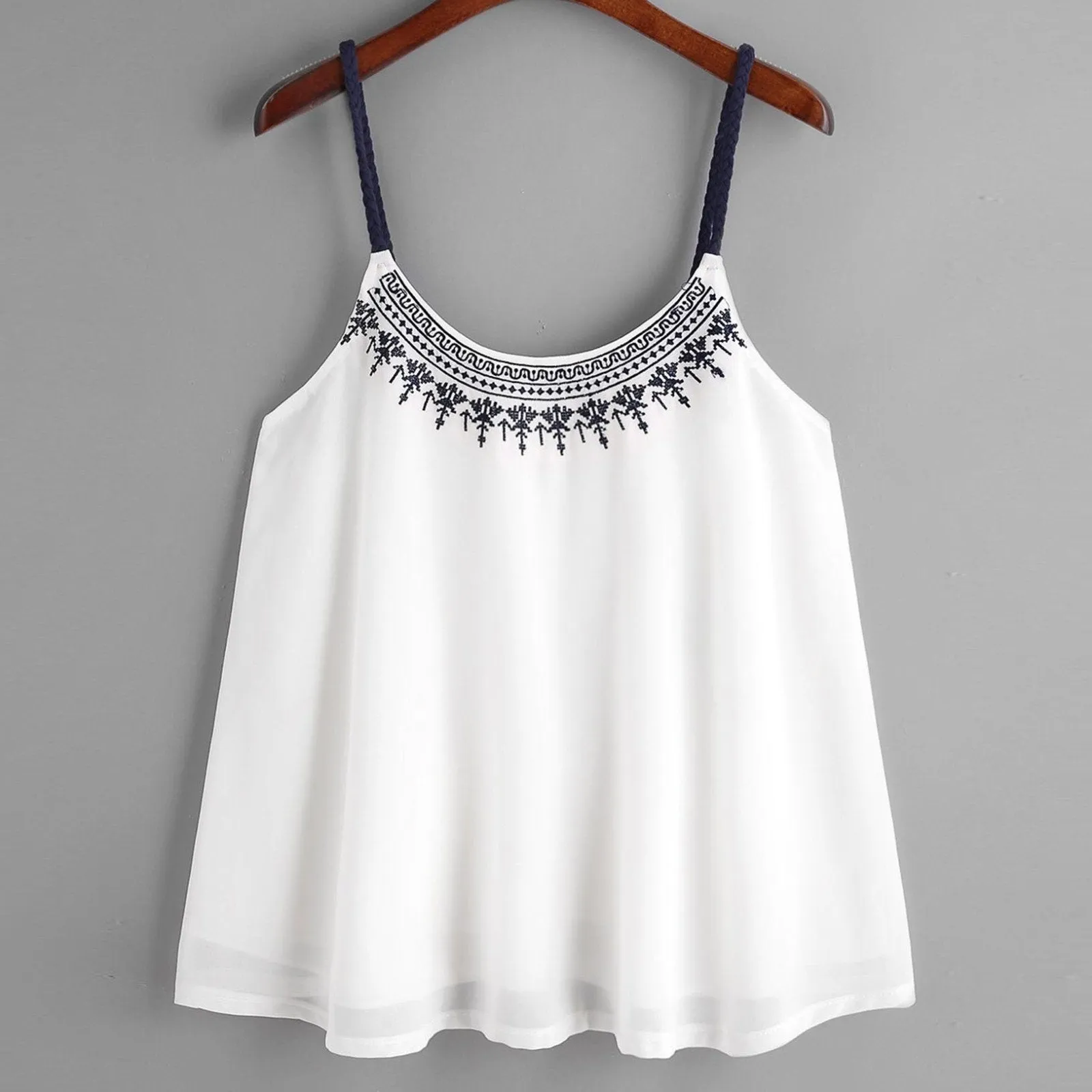Embroidered Chiffon Cami Blouse
