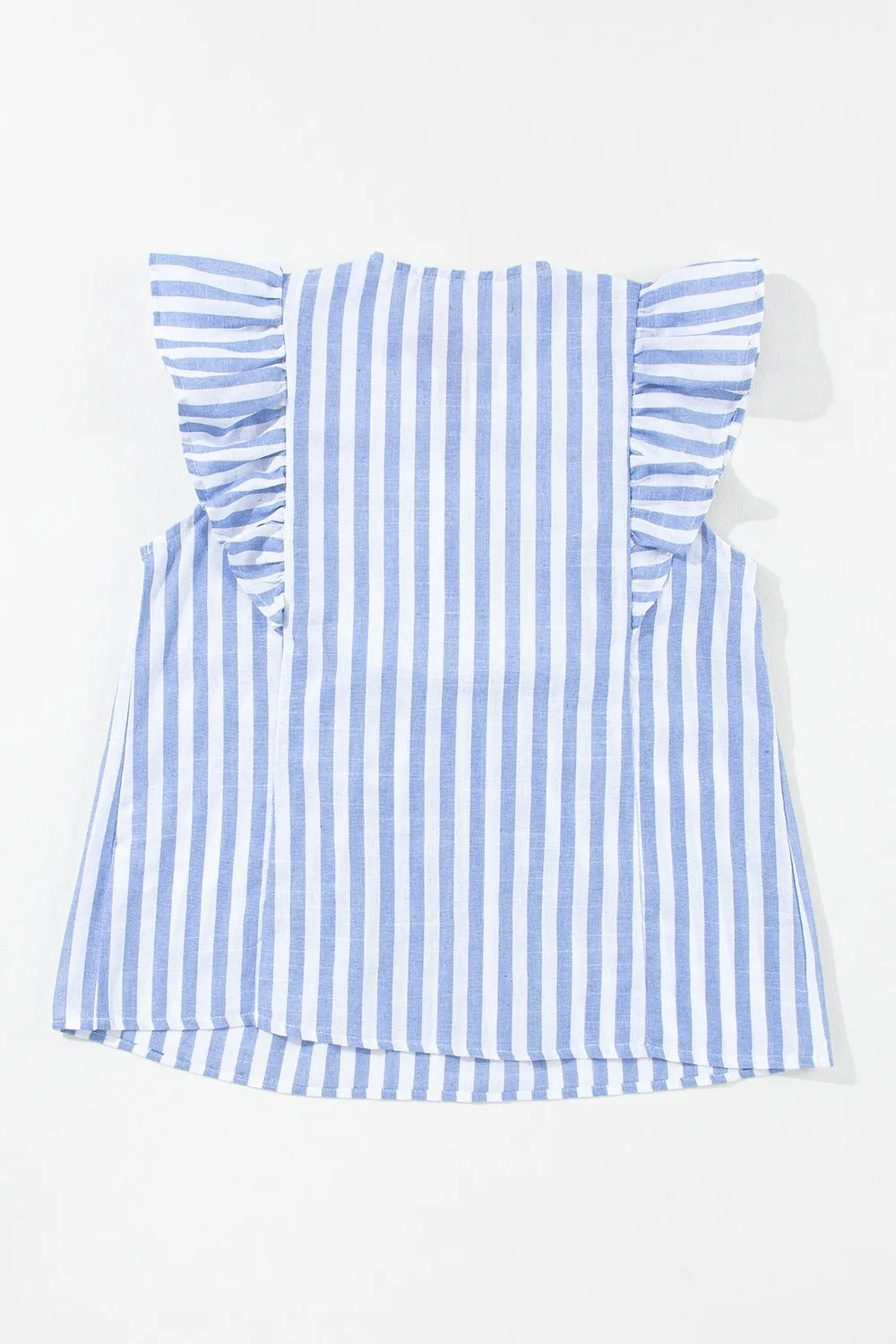 Embroidered Tassel Striped Tie Neck Blouse