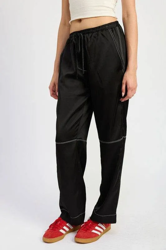 Emory Park Satin Lounge Pants With Contrasted Stitch