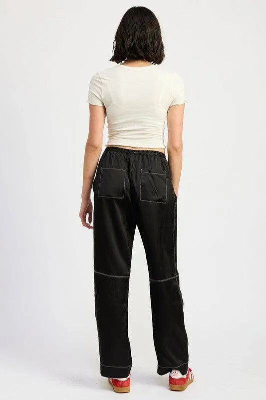 Emory Park Satin Lounge Pants With Contrasted Stitch
