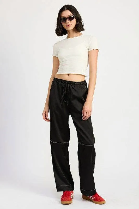 Emory Park Satin Lounge Pants With Contrasted Stitch