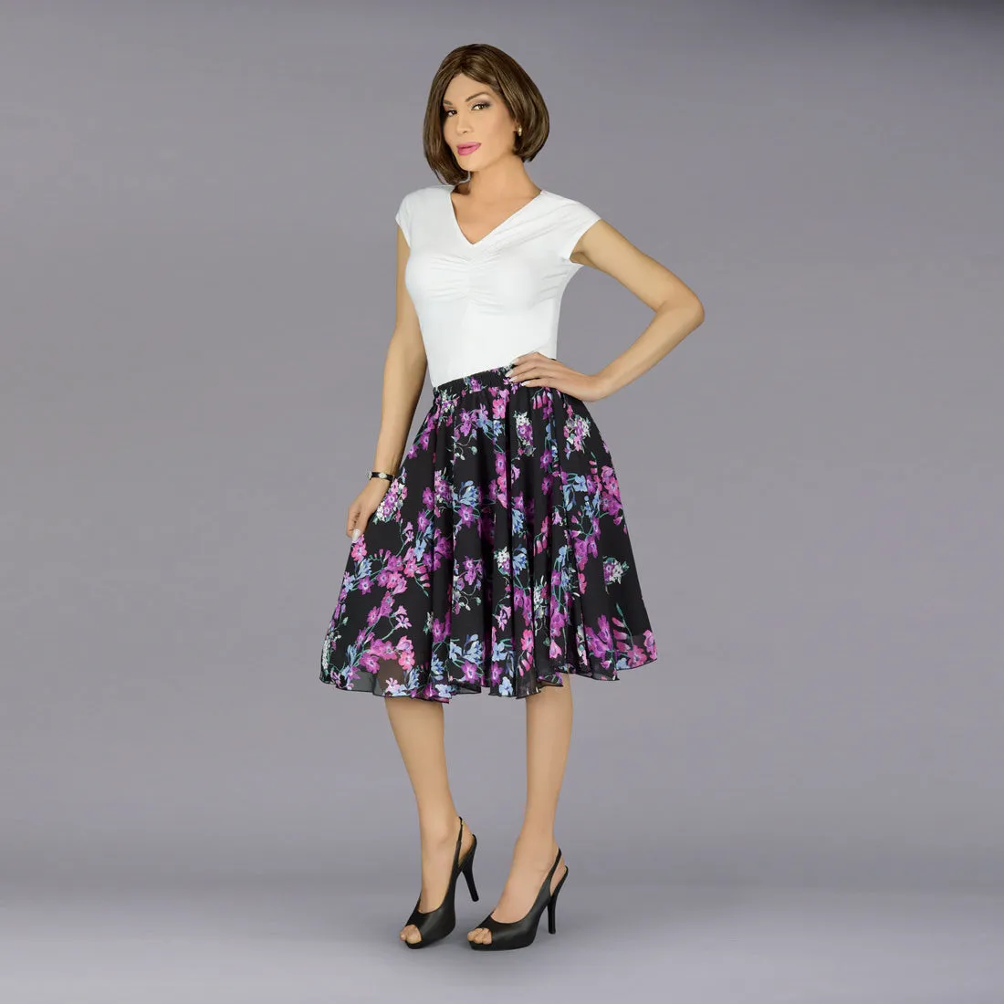 En Femme Floral Chiffon Swing Skirt