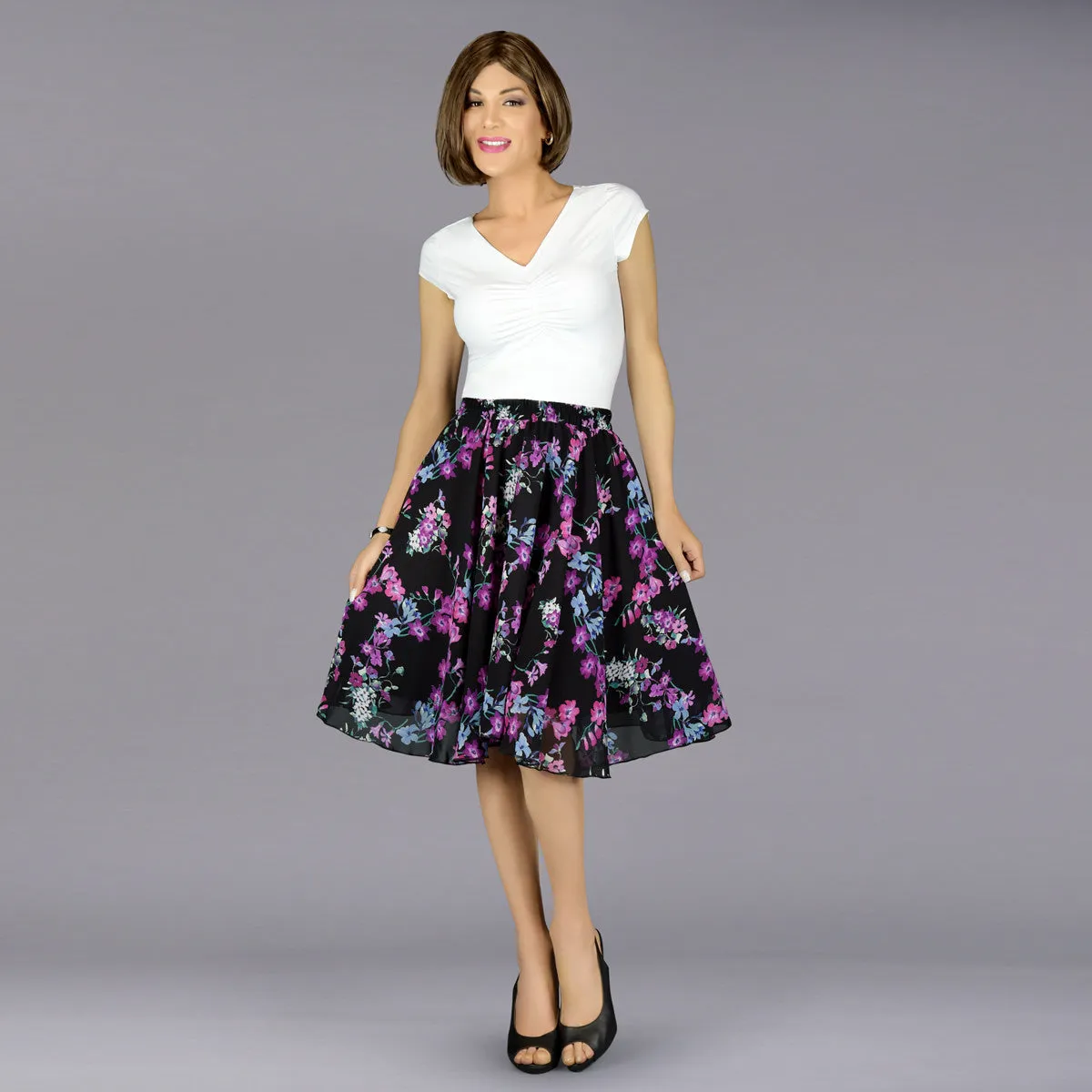 En Femme Floral Chiffon Swing Skirt