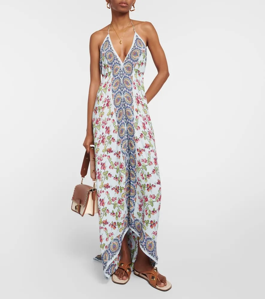 Etro Asymmetrical printed maxi dress