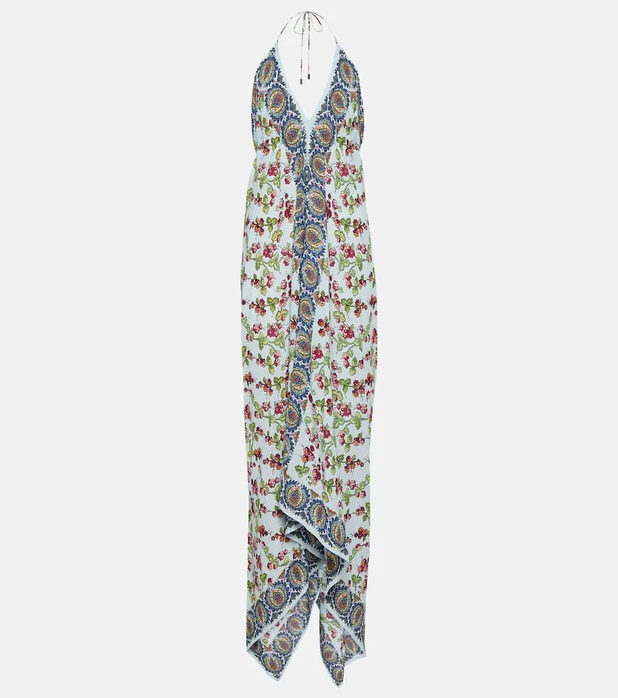 Etro Asymmetrical printed maxi dress