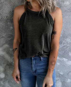 Fashion Solid Color Round Neck Sleeveless T-Shirt Fashion Solid Color Round Neck Sleeveless T-Shirt