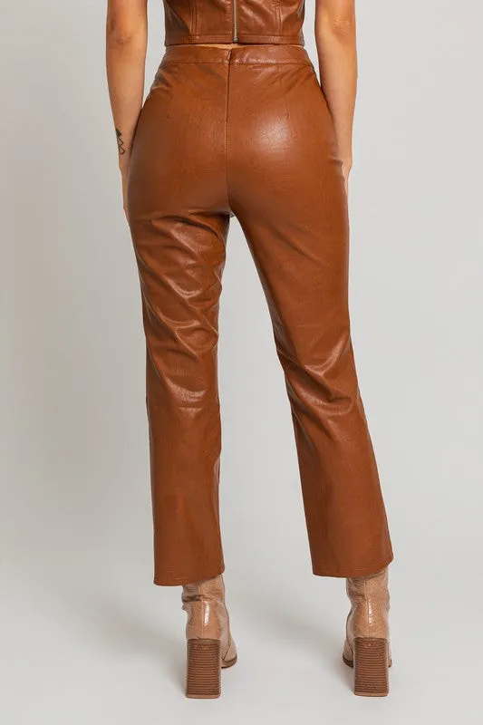 Faux Leather Straight Pants