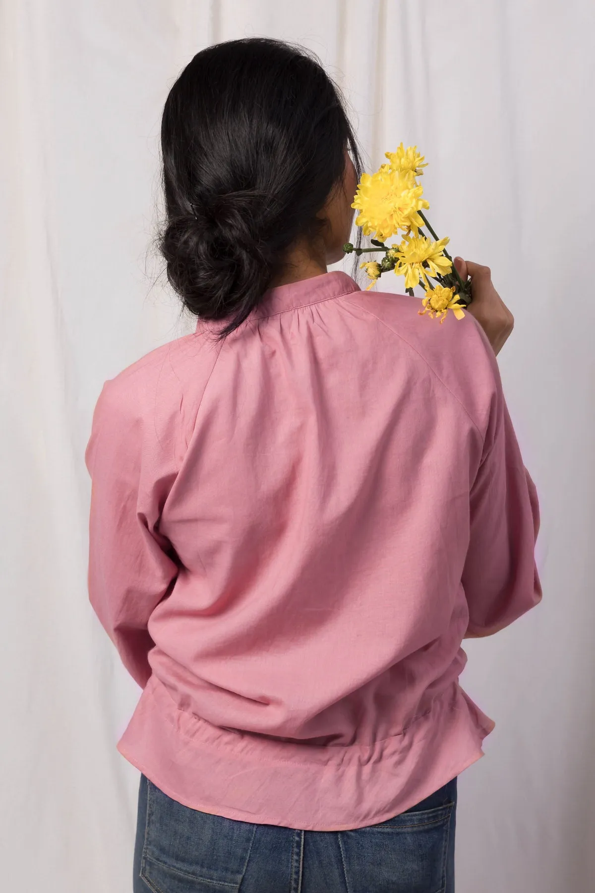 Faye Blush Mulmul Peasant Top