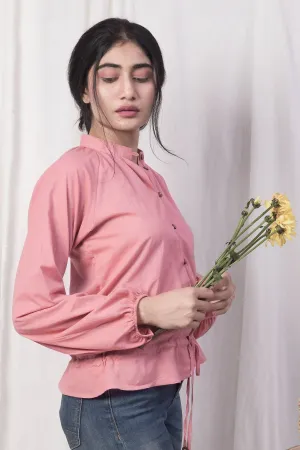 Faye Blush Mulmul Peasant Top