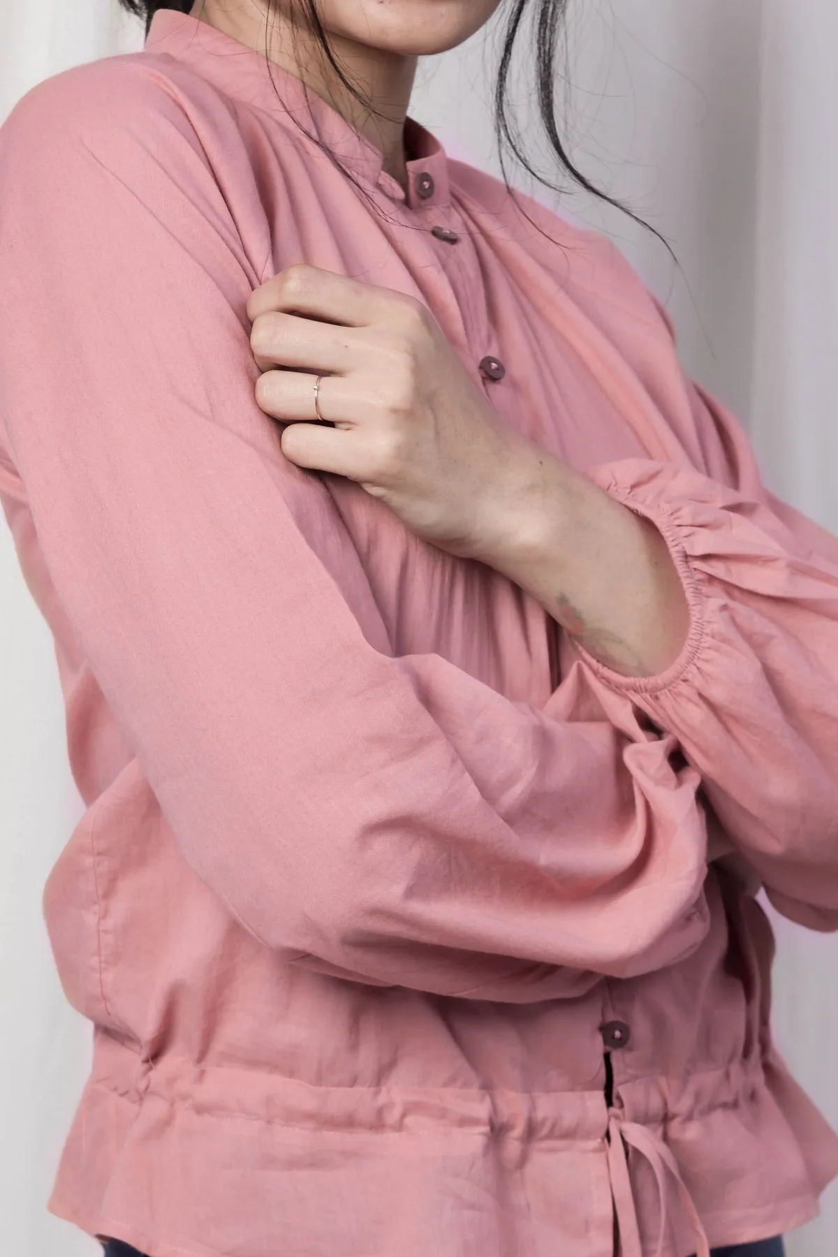 Faye Blush Mulmul Peasant Top