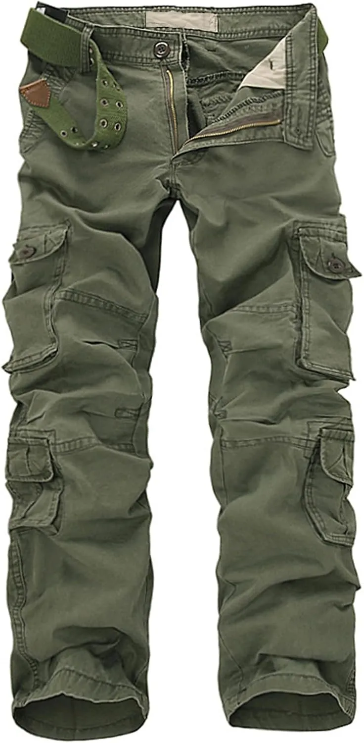 Finelylove Men's Cargo Pants Heavyweight Flex Construction Work Pants Ripstop Outdoor Hiking Pants with Multi Pockets
