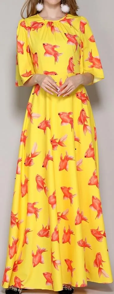 Fish Print Maxi Dress