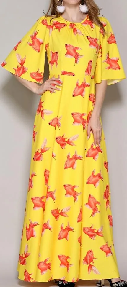 Fish Print Maxi Dress