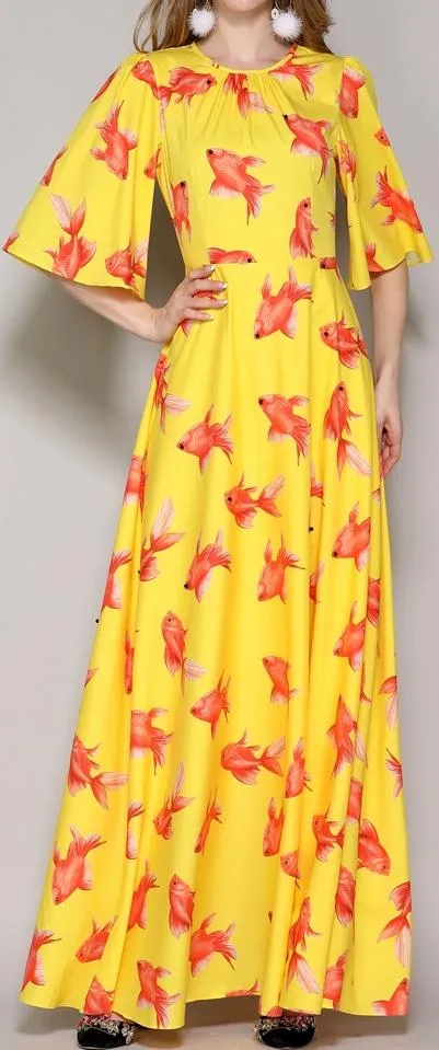 Fish Print Maxi Dress